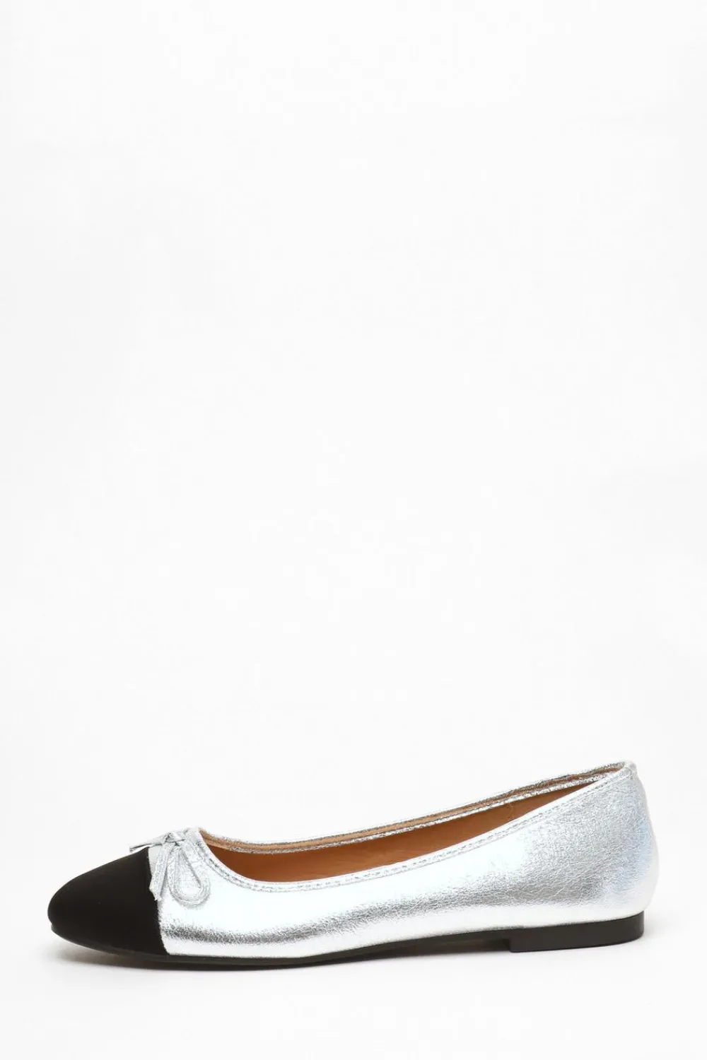 Quiz Pumps|Flats>Silver Faux Leather Flat Pumps
