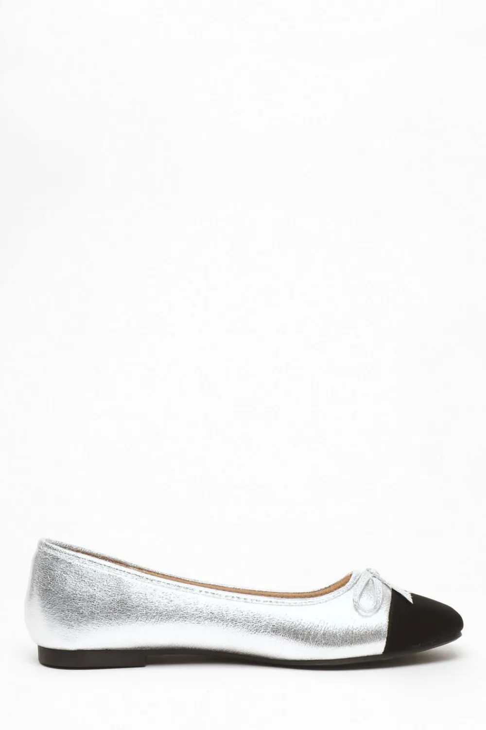 Quiz Pumps|Flats>Silver Faux Leather Flat Pumps