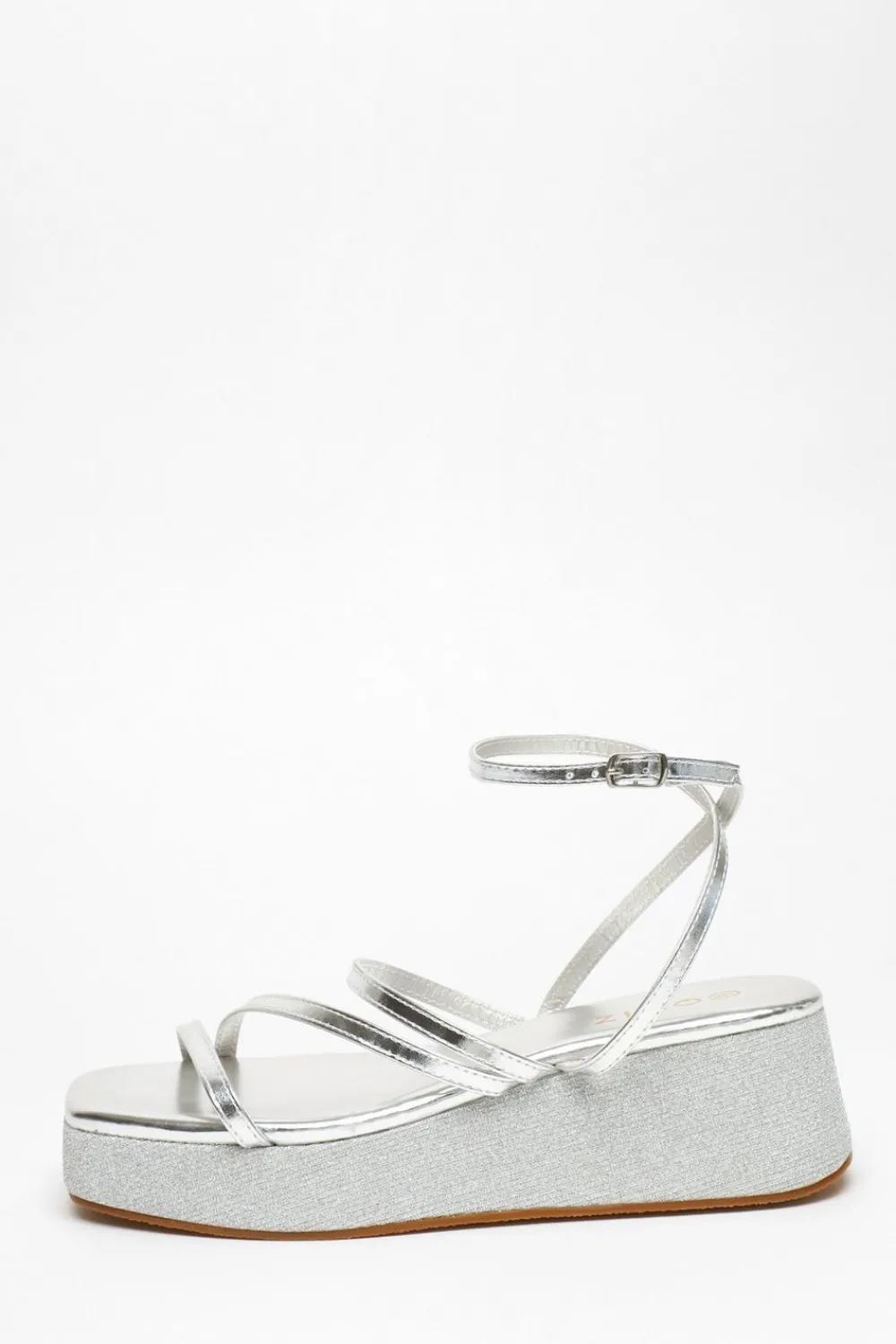 Quiz Sandals|Platforms>Glitter Strappy Flatform Sandals