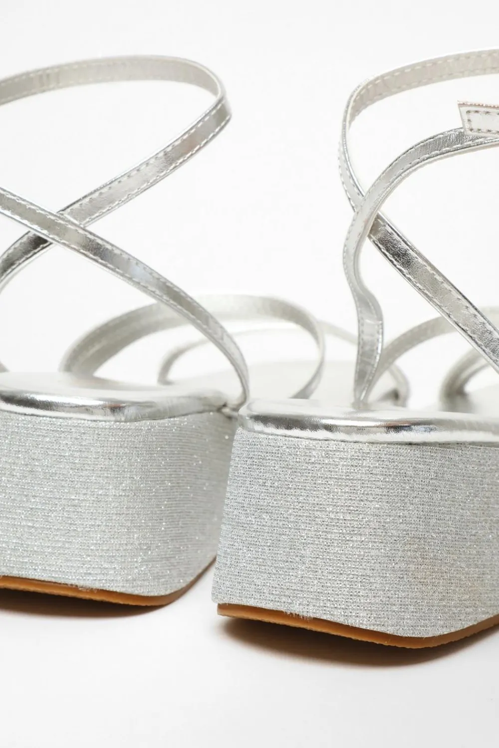 Quiz Sandals|Platforms>Glitter Strappy Flatform Sandals