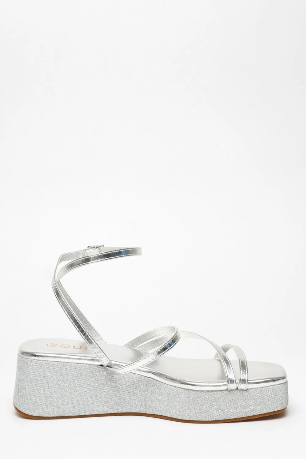 Quiz Sandals|Platforms>Glitter Strappy Flatform Sandals
