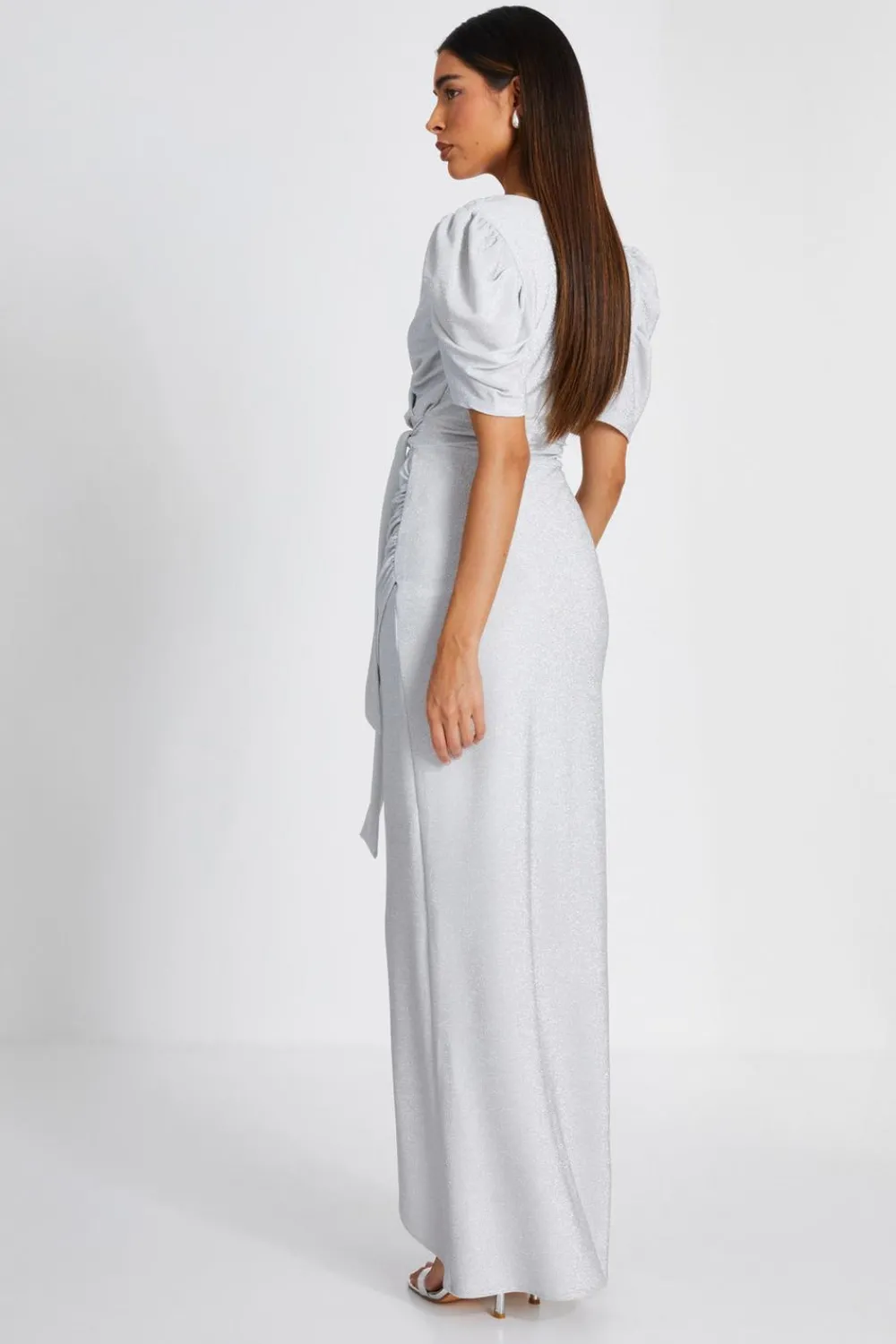 Quiz Prom & Ball|Evening Dresses>Silver Glitter Wrap Maxi Dress