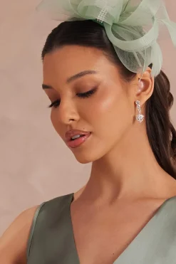 Quiz Wedding Accessories|Jewellery>Silver Jewel Heart Drop Earrings