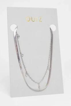 Quiz Jewellery|Holiday Accessories>Silver Multi Stone Layered Necklace