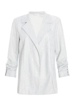Quiz Jackets & Coats|Casual Clothing>Silver Ruched Sleeve Blazer