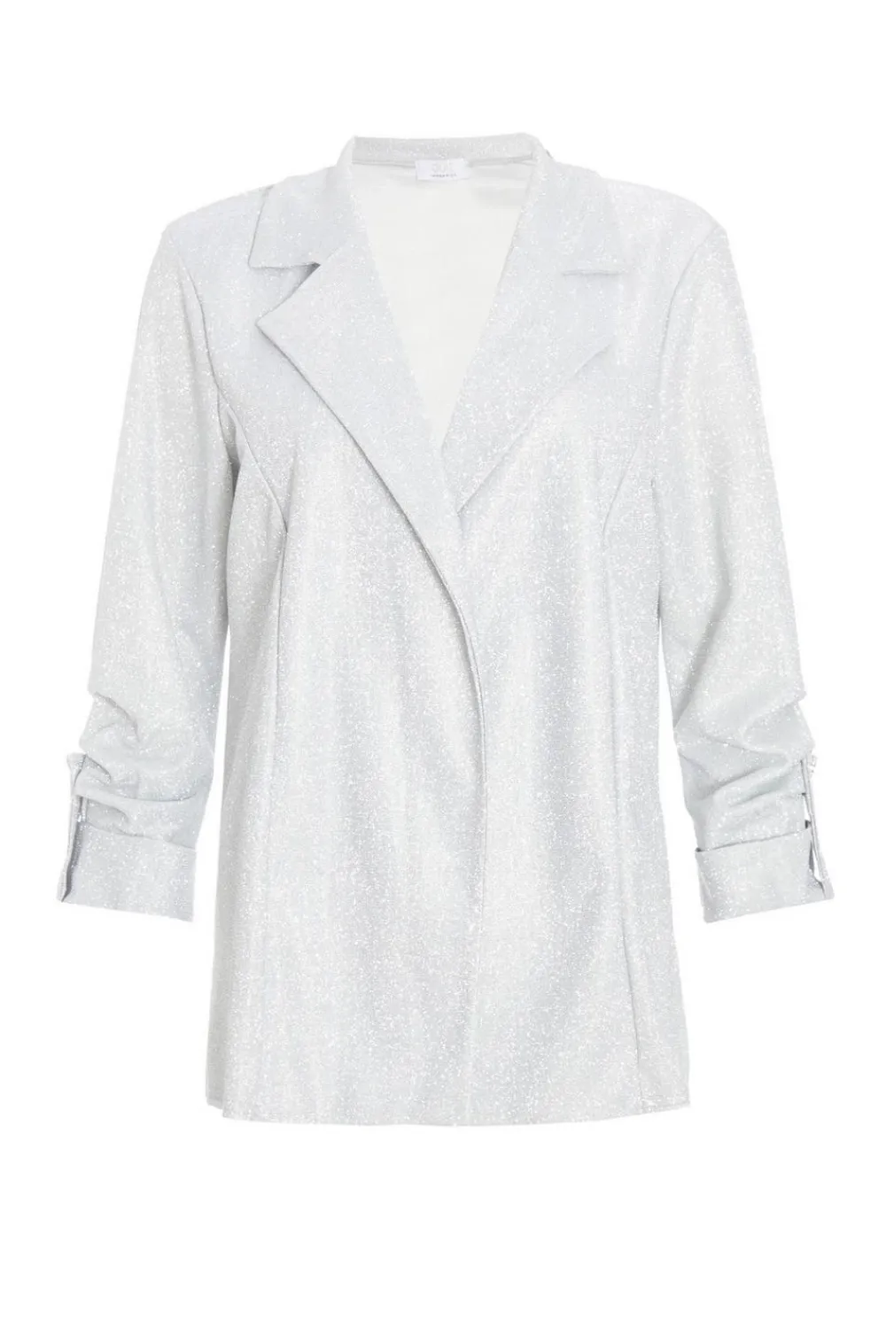 Quiz Jackets & Coats|Casual Clothing>Silver Ruched Sleeve Blazer