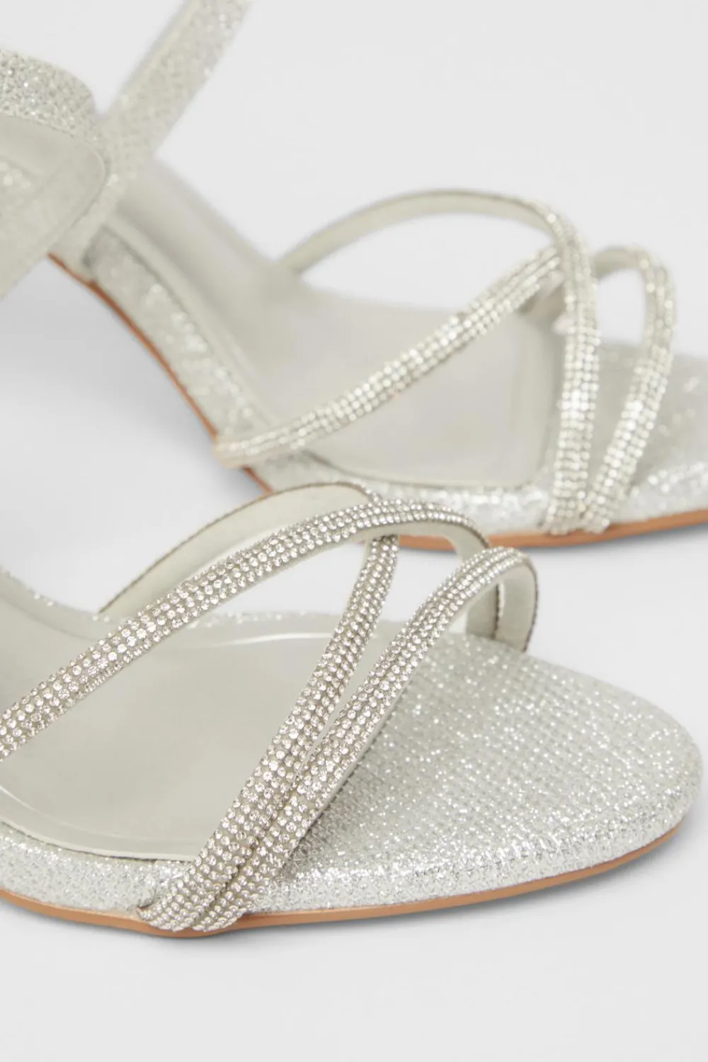 Quiz Occasion Shoes|Heels>Silver Shimmer Cross Strap Heels