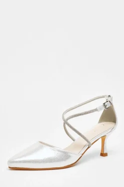 Quiz Shoe & Bag Sets|Occasion Shoes>Shimmer Cross Strap Court Heels