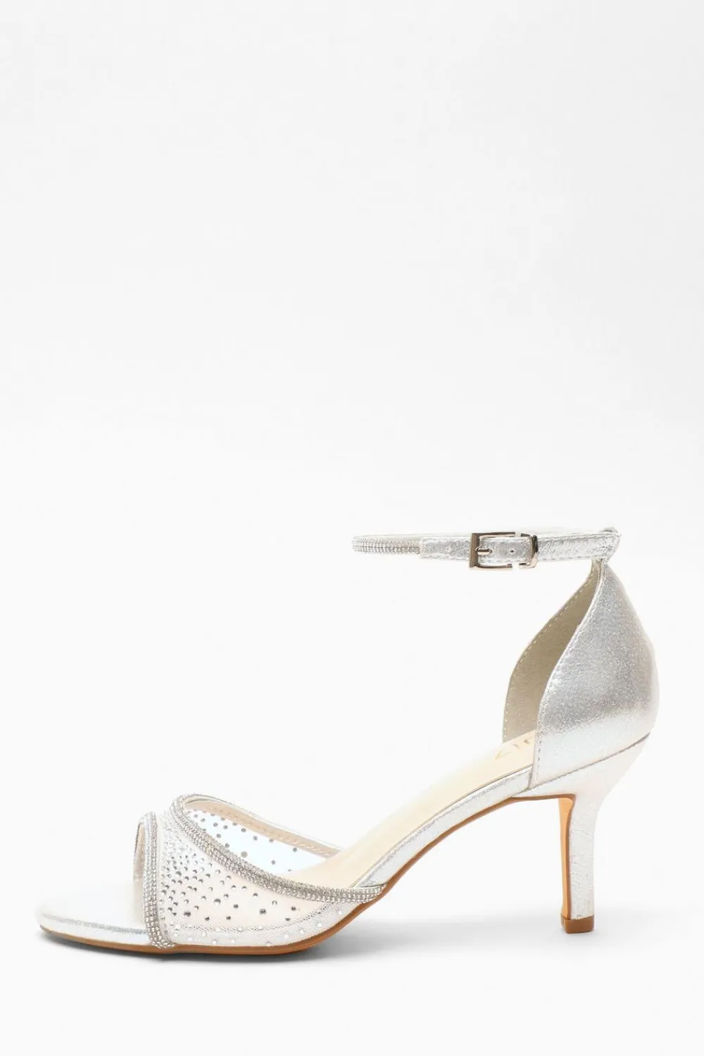 Quiz Shoe & Bag Sets|Occasion Shoes>Shimmer Mesh Diamante Heeled Sandal