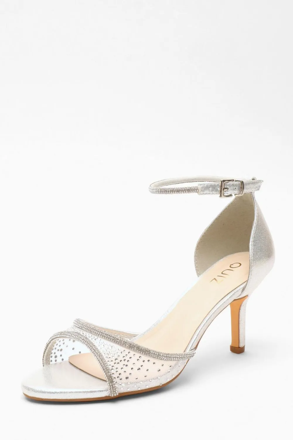 Quiz Shoe & Bag Sets|Occasion Shoes>Shimmer Mesh Diamante Heeled Sandal