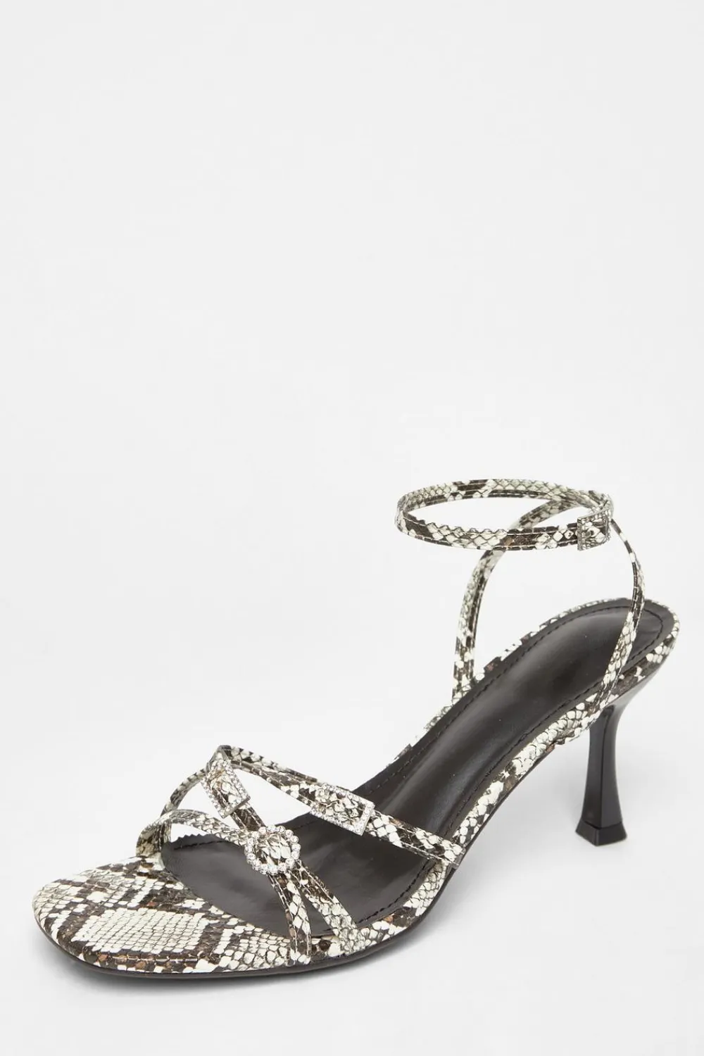 Quiz Heels>Snake Print Buckle Strap Heels