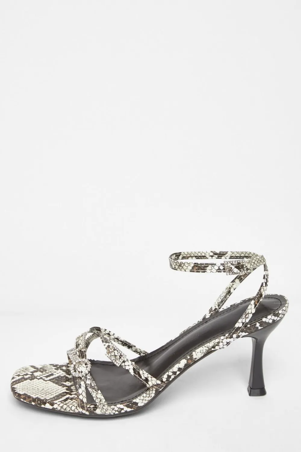 Quiz Heels>Snake Print Buckle Strap Heels