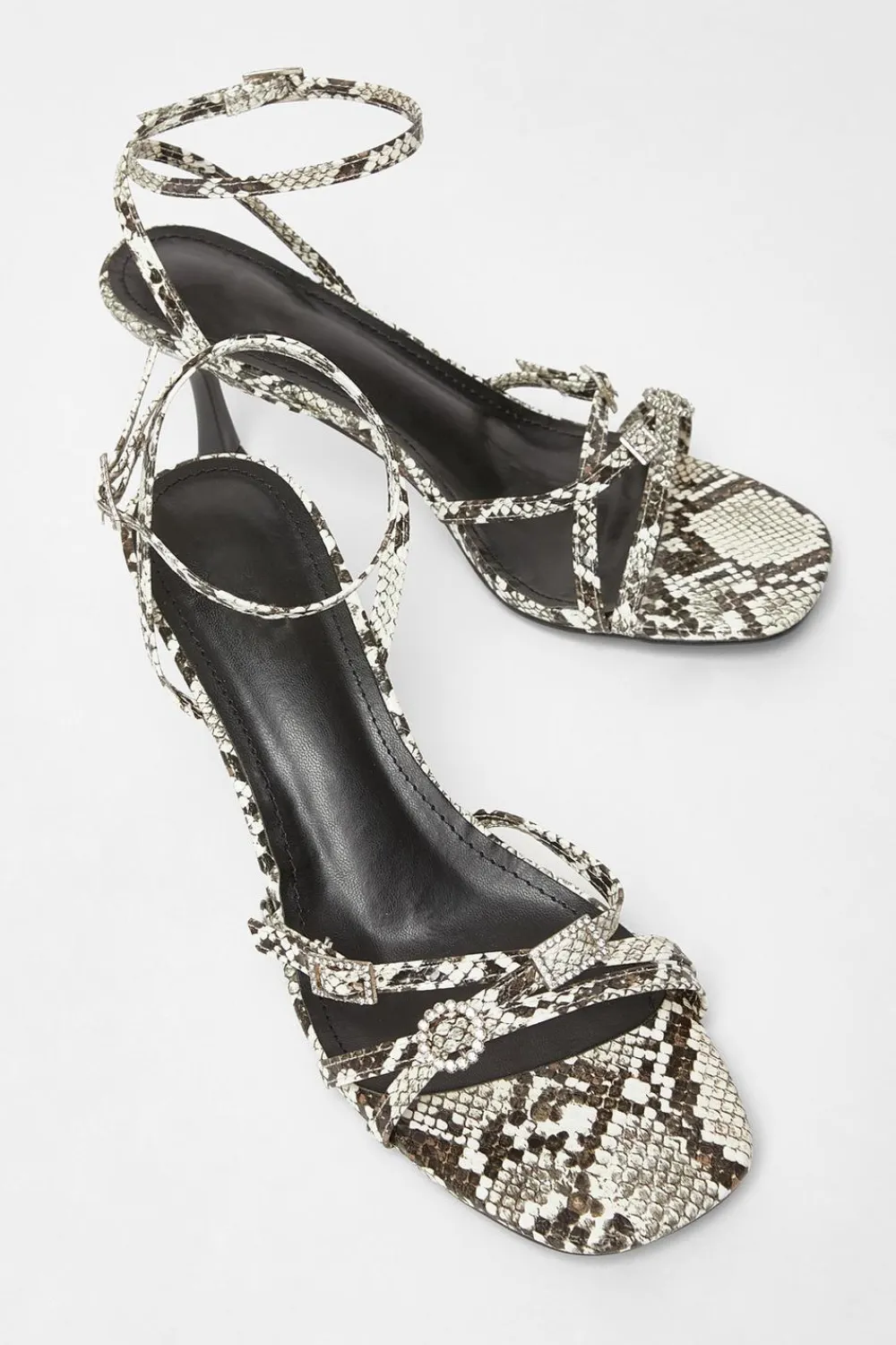 Quiz Heels>Snake Print Buckle Strap Heels