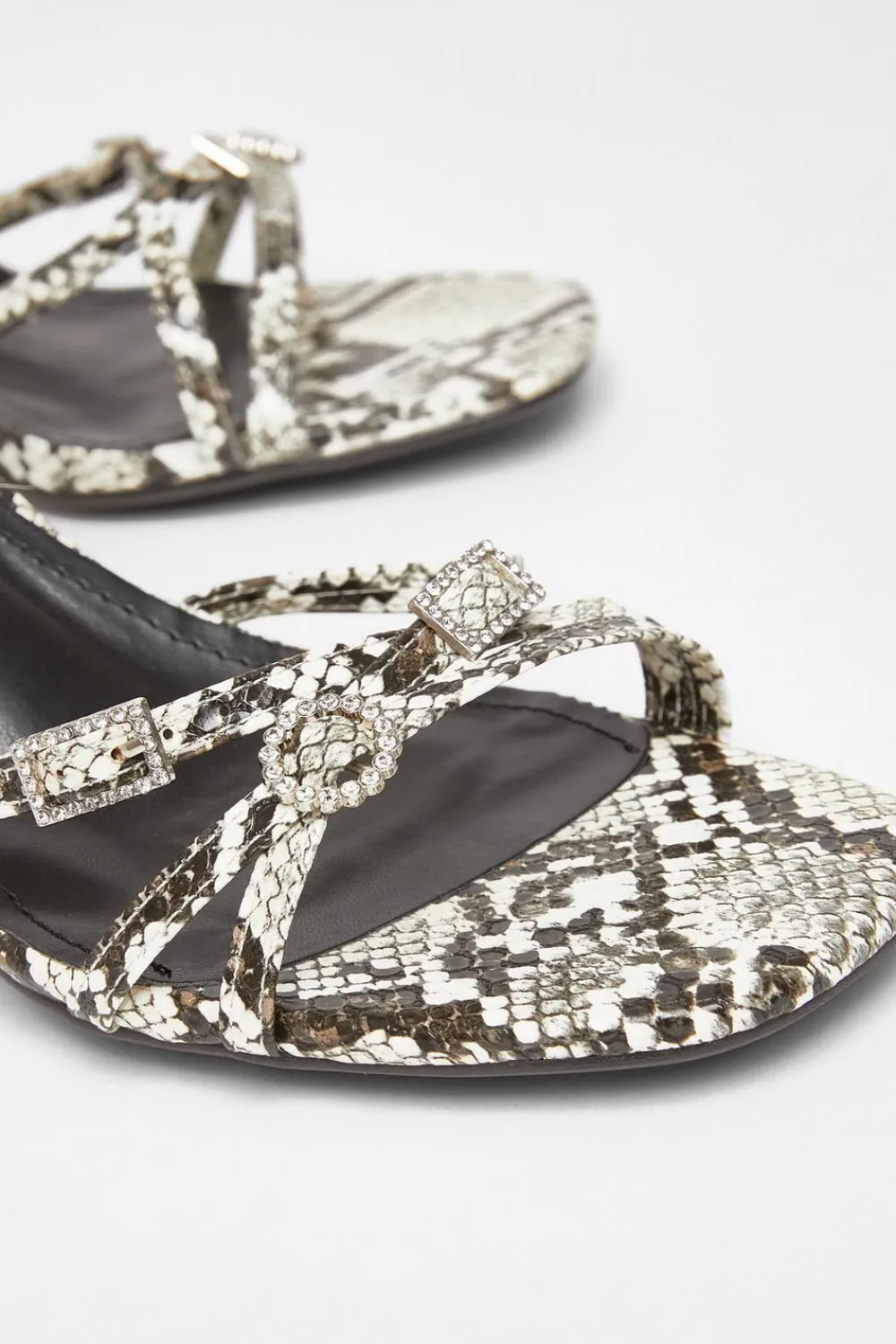 Quiz Heels>Snake Print Buckle Strap Heels