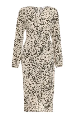 Quiz Workwear|Wrap Dresses>Stone Animal Print Midi dress