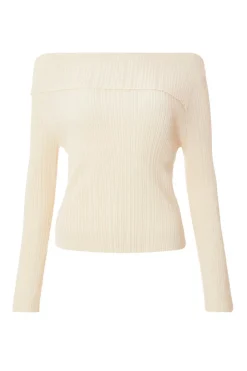 Quiz Going Out Tops|Bardot Tops>Stone Bardot Knitted Top