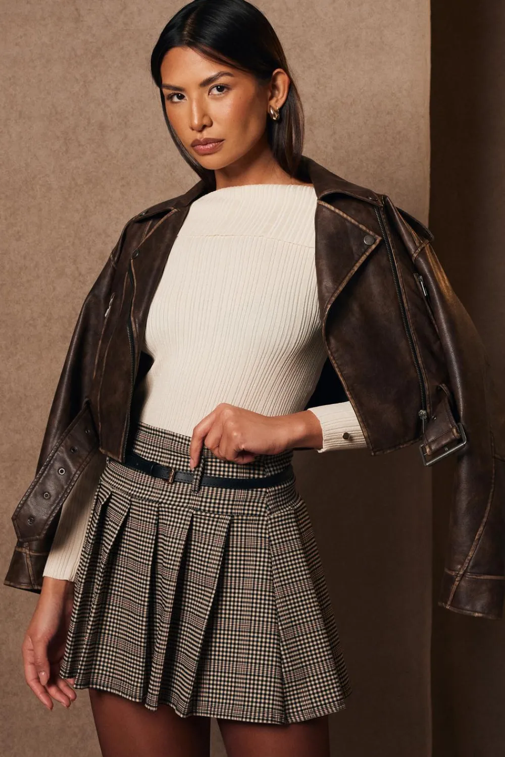 Quiz Going Out Tops|Bardot Tops>Stone Bardot Knitted Top