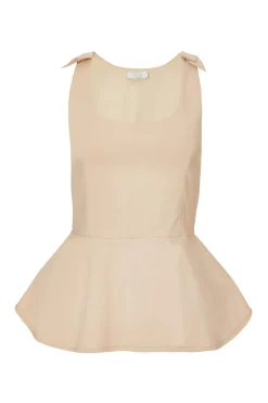 Quiz Going Out Tops|Tops>Stone Bow Strap Peplum Top