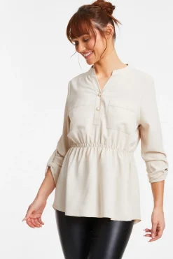 Quiz Shirts & Blouses|Day Tops>Stone Button Up Blouse