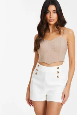 Quiz Crop Tops|Tops>Stone Corset Cropped Top