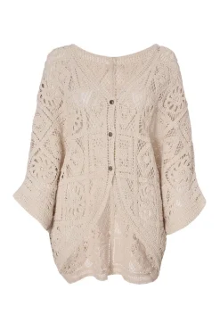 Quiz Summer Tops|Day Tops>Stone Crochet Button Front Cardigan