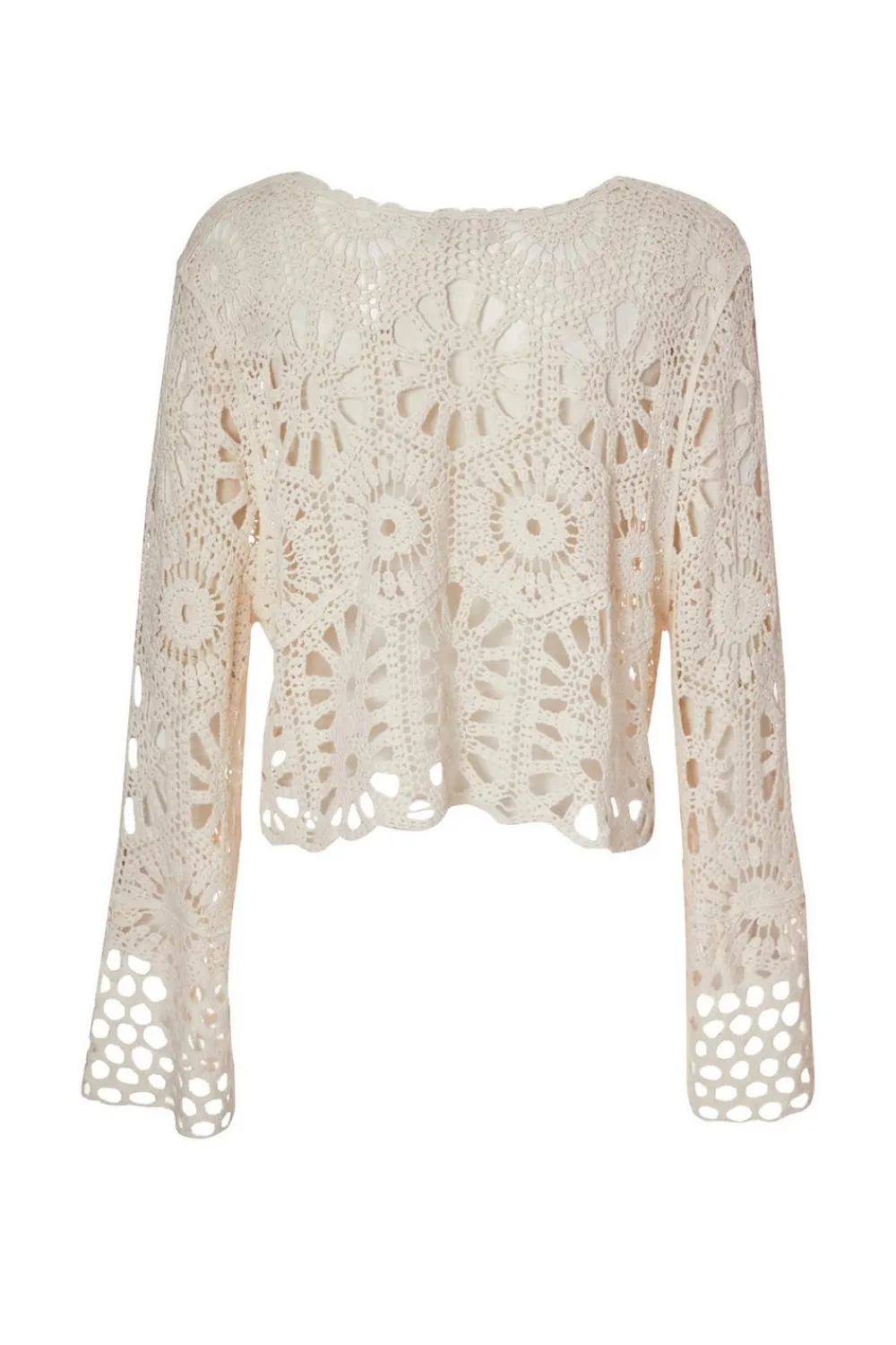 Quiz Summer Tops|Day Tops>Stone Crochet Tie Front Cardigan