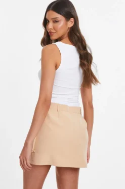 Quiz Skirts|Casual Clothing>Stone Double Waistband Cargo Mini Skirt