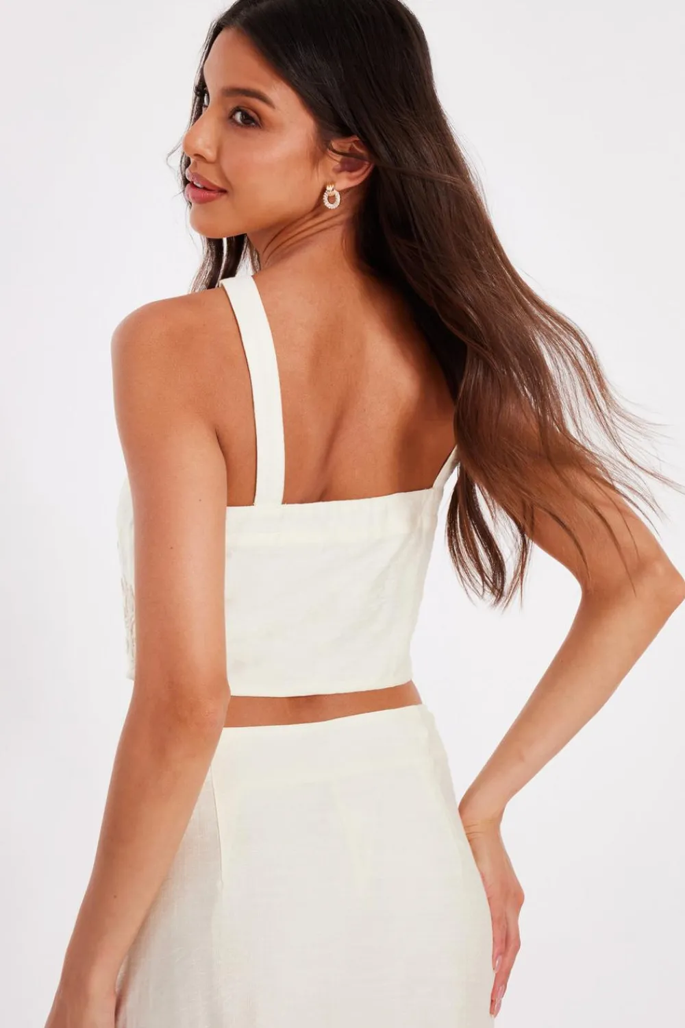Quiz Summer Tops|Day Tops>Stone Embroidered Crop Top
