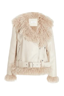 Quiz Jackets & Coats|Casual Clothing>Stone Faux Fur Contrast Belted Jacket