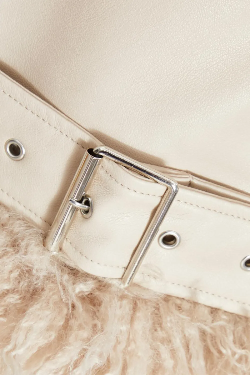 Quiz Jackets & Coats|Casual Clothing>Stone Faux Fur Contrast Belted Jacket