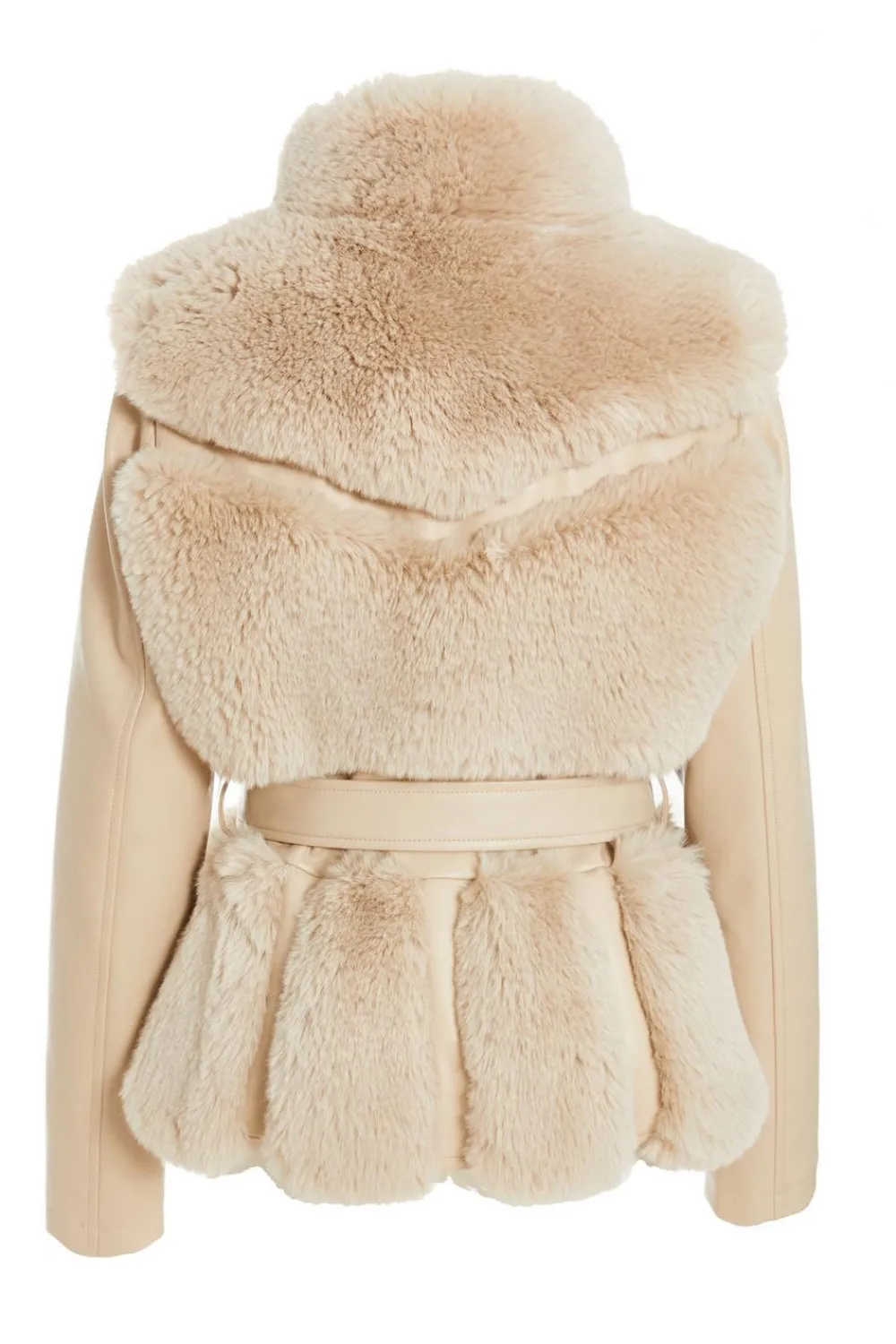Quiz Jackets & Coats|Casual Clothing>Stone Faux Fur Contrast Belted Jacket