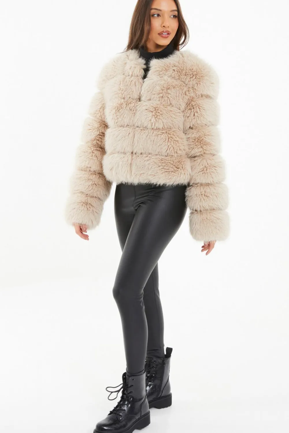 Quiz Modest|Jackets & Coats>Stone Faux Fur Jacket