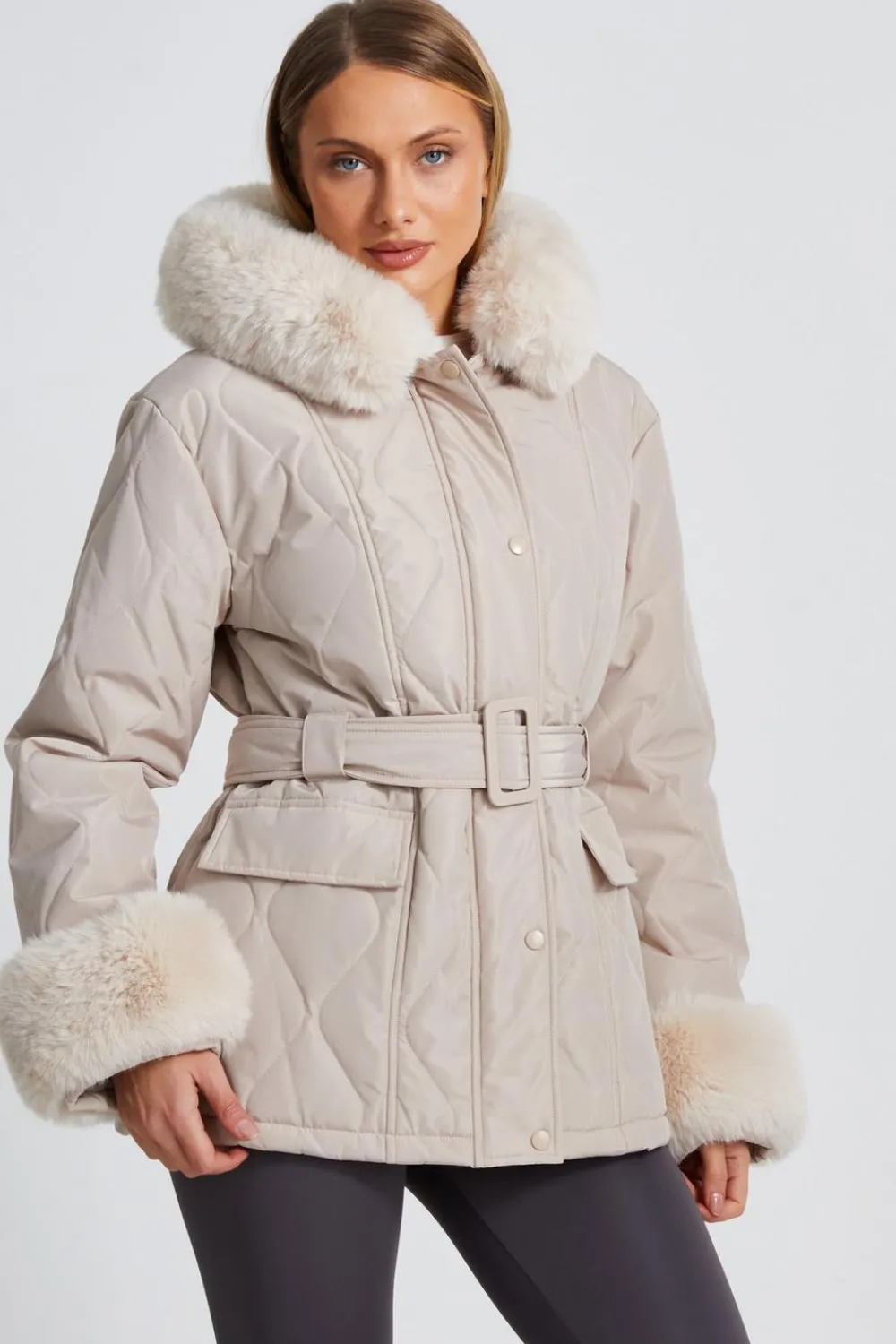 Quiz Jackets & Coats|Casual Clothing>Faux Fur Trim Jacket
