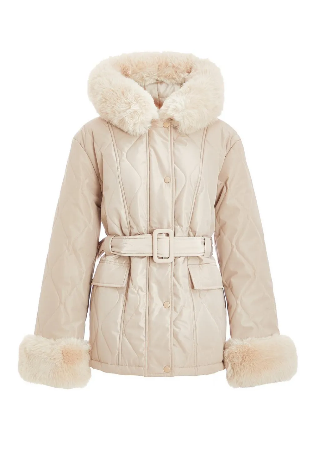 Quiz Jackets & Coats|Casual Clothing>Faux Fur Trim Jacket