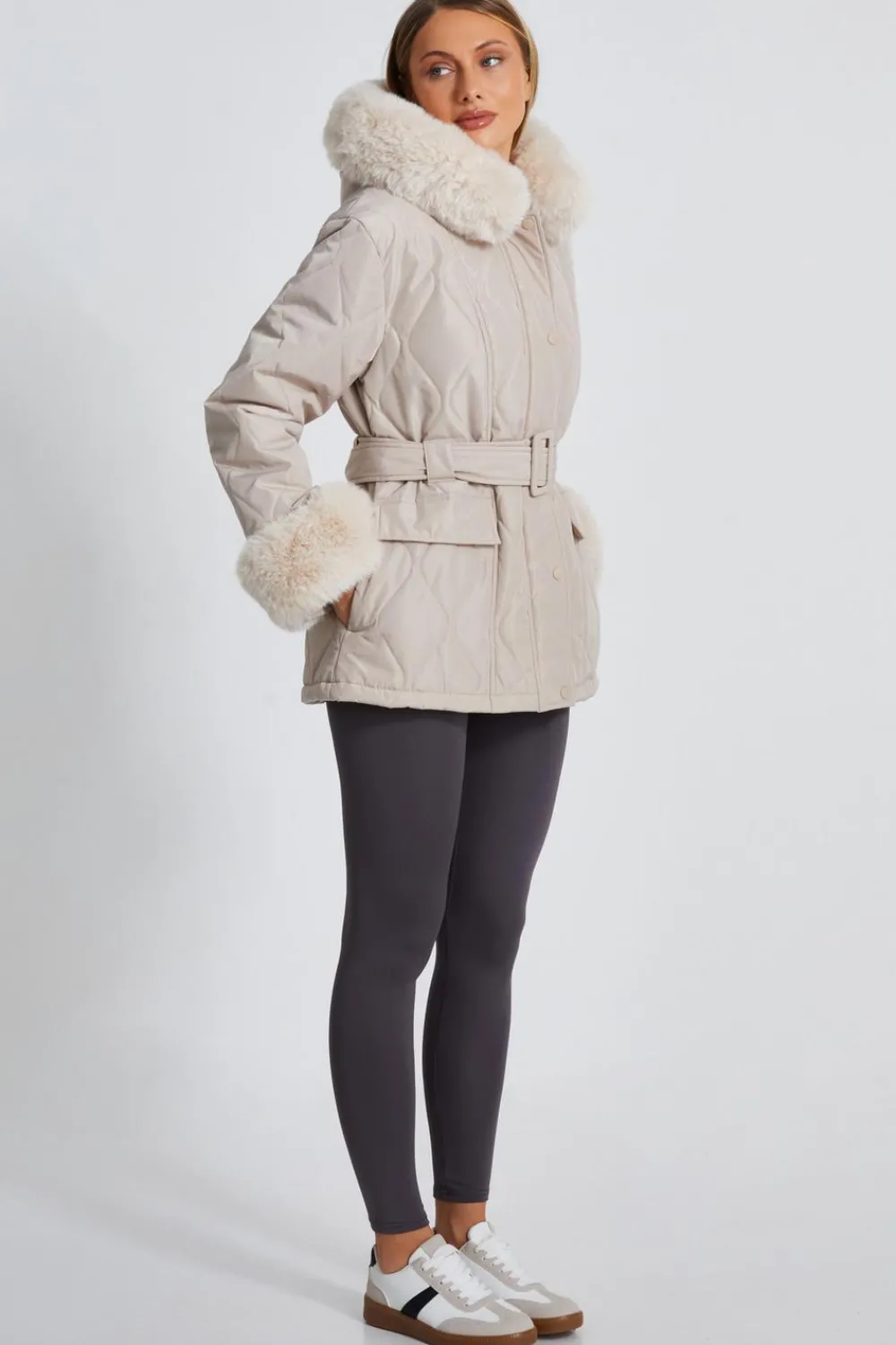Quiz Jackets & Coats|Casual Clothing>Faux Fur Trim Jacket