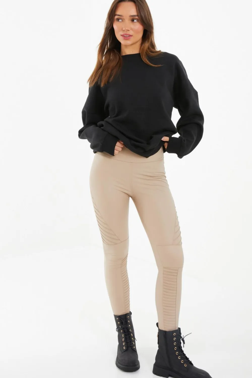 Quiz Workwear|Trousers>Faux Leather Seam Leggings