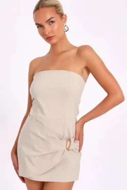 Quiz Playsuits|Summer Clothes>Stone Gold Buckle Playsuit