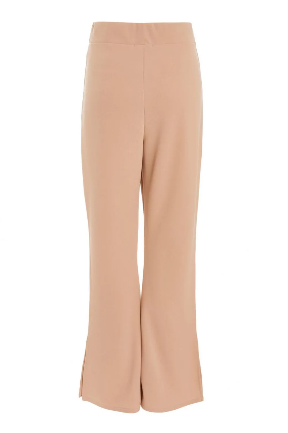 Quiz Workwear|Trousers>Stone High Waisted Split Hem Trousers