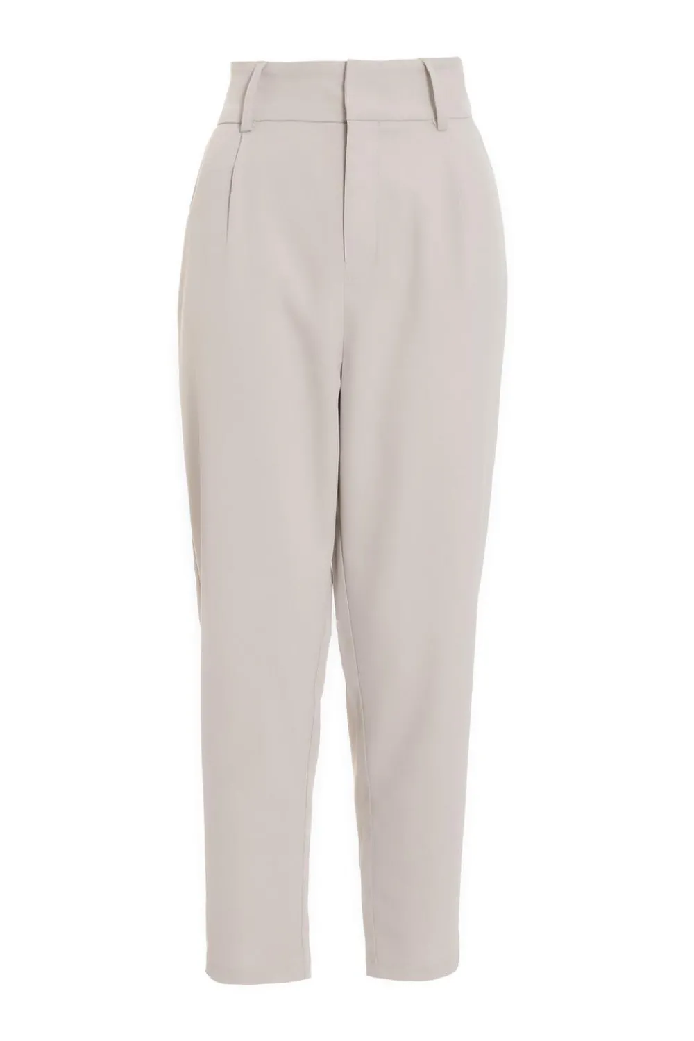 Quiz Workwear|Trousers>Stone High Waisted Tapered Trousers