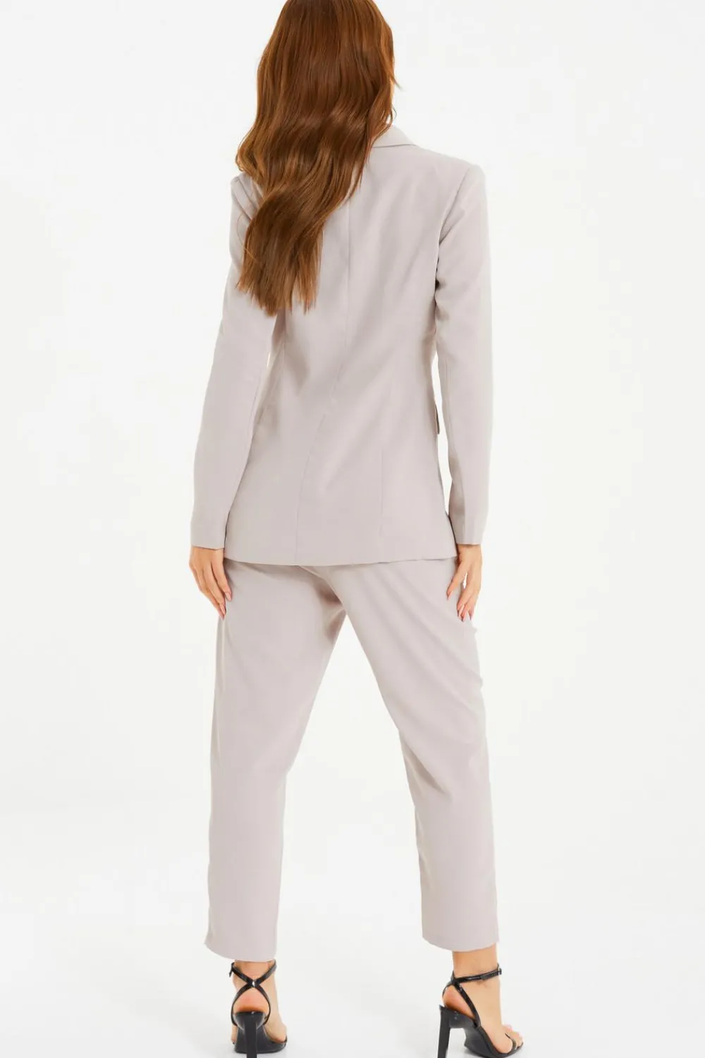 Quiz Workwear|Trousers>Stone High Waisted Tapered Trousers
