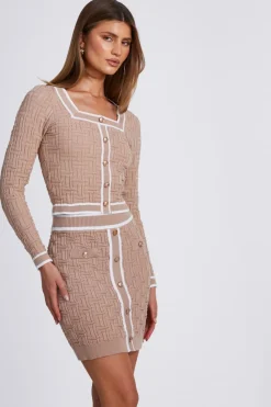 Quiz Skirts|Knitwear>Stone Knit Contrast Trim Skirt