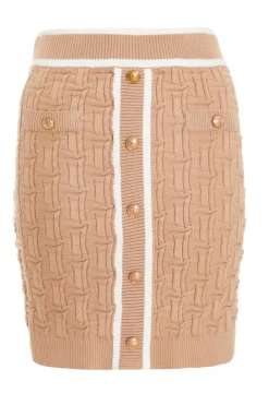 Quiz Skirts|Knitwear>Stone Knit Contrast Trim Skirt