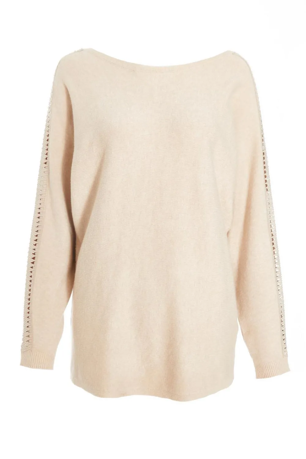 Quiz Knitwear|Jumpers>Knit Diamante Sleeve Jumper