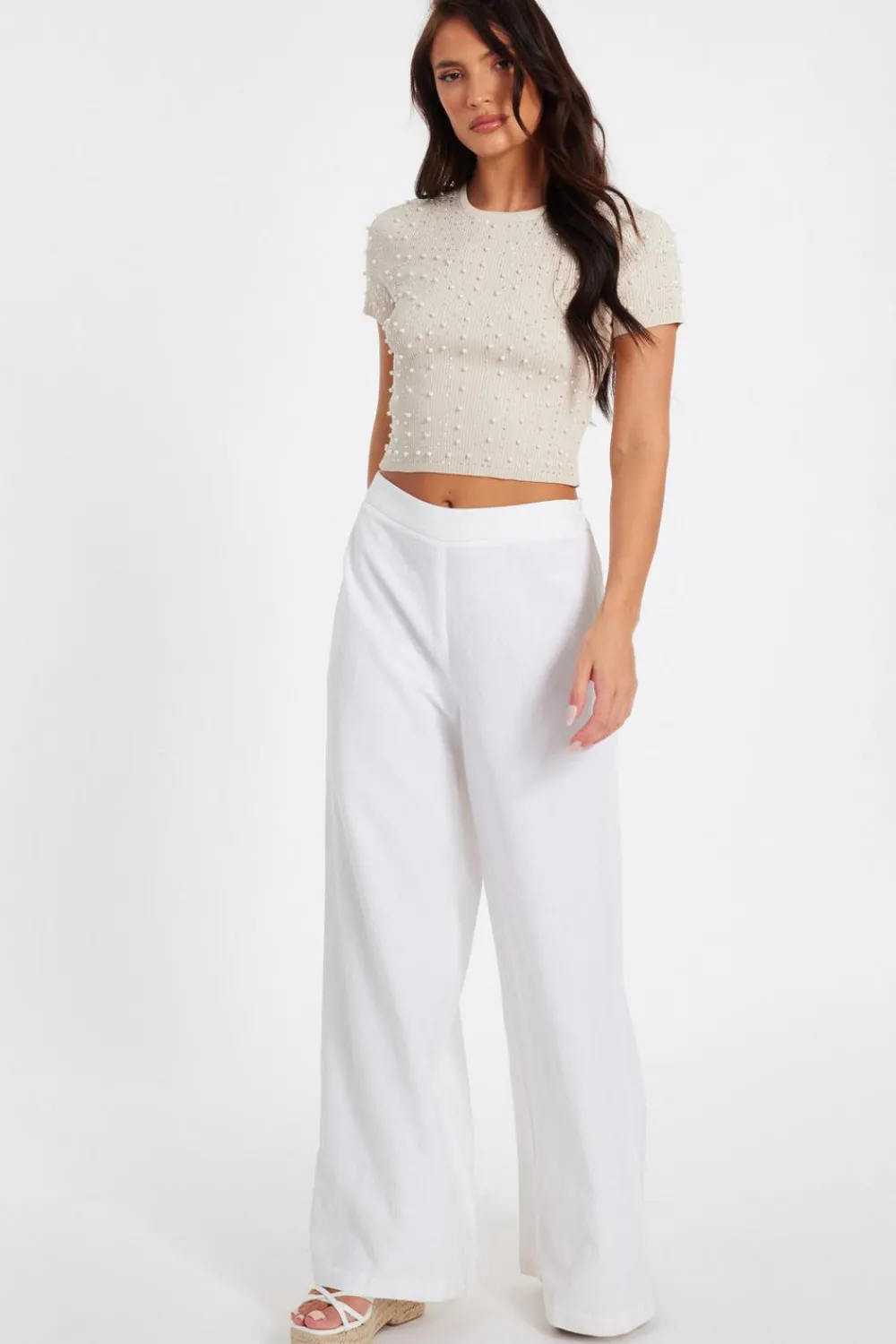 Quiz Summer Tops|Going Out Tops>Knit Embellished Crop Top