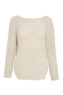 Quiz Knitwear|Jumpers>Stone Knit Split Hem Necklace Jumper