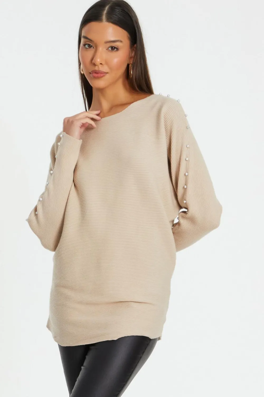 Quiz Knitwear|Jumpers>Knitted Beaded Batwing Jumper