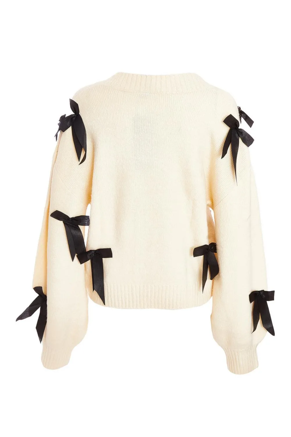 Quiz Tops|Knitwear>Stone Knitted Bow Detail Cardigan