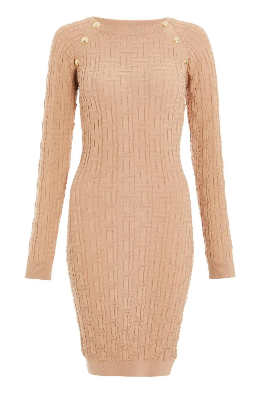 Quiz Workwear|Knitwear>Stone Knitted Jacquard Mini Dress