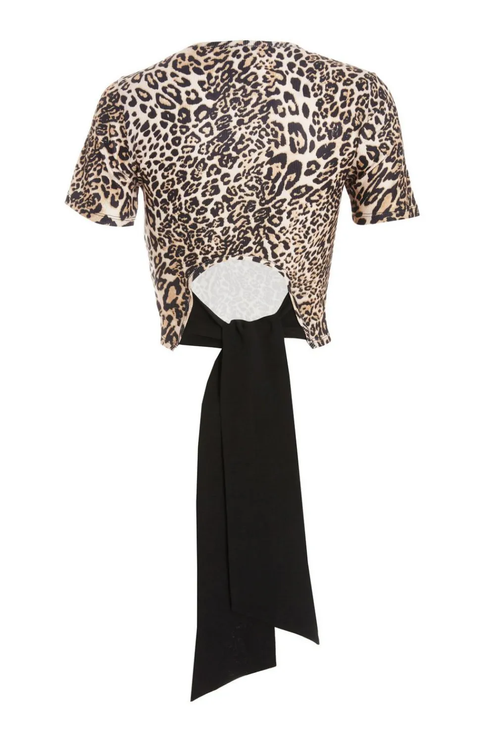 Quiz T-Shirts|Day Tops>Stone Leopard Print Cropped T-shirt