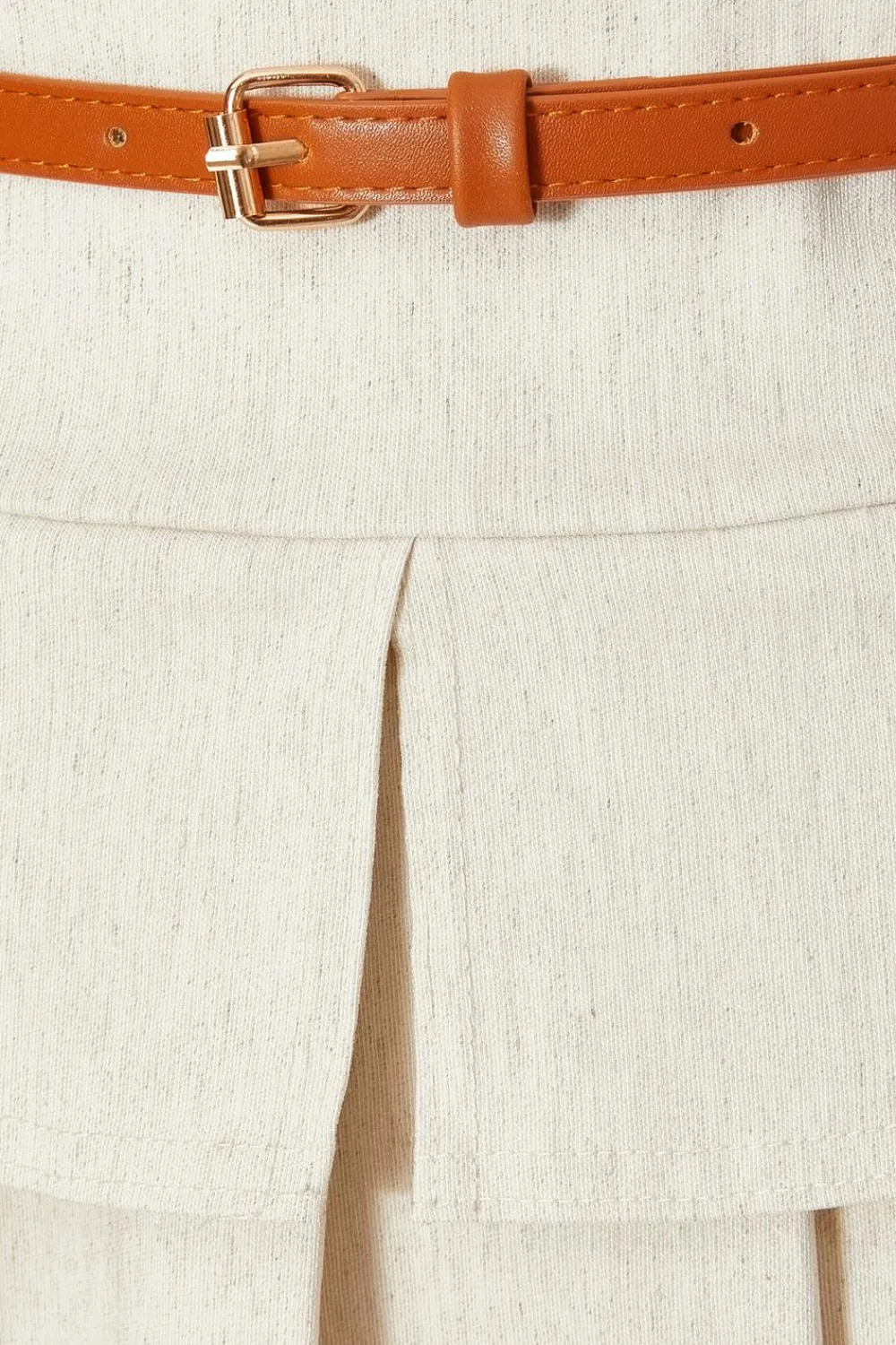 Quiz Summer Clothes|Skirts>Stone Linen Pleated Skirt